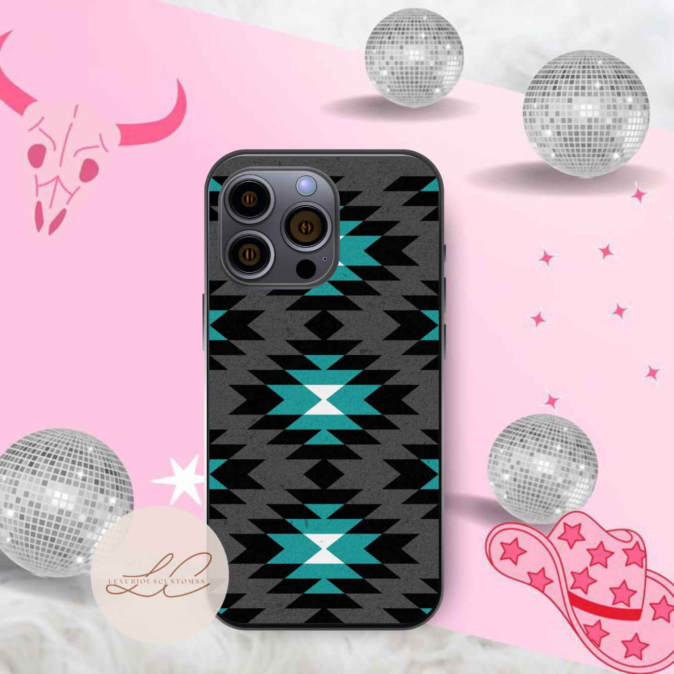 Blue & Black Aztec Pattern Case