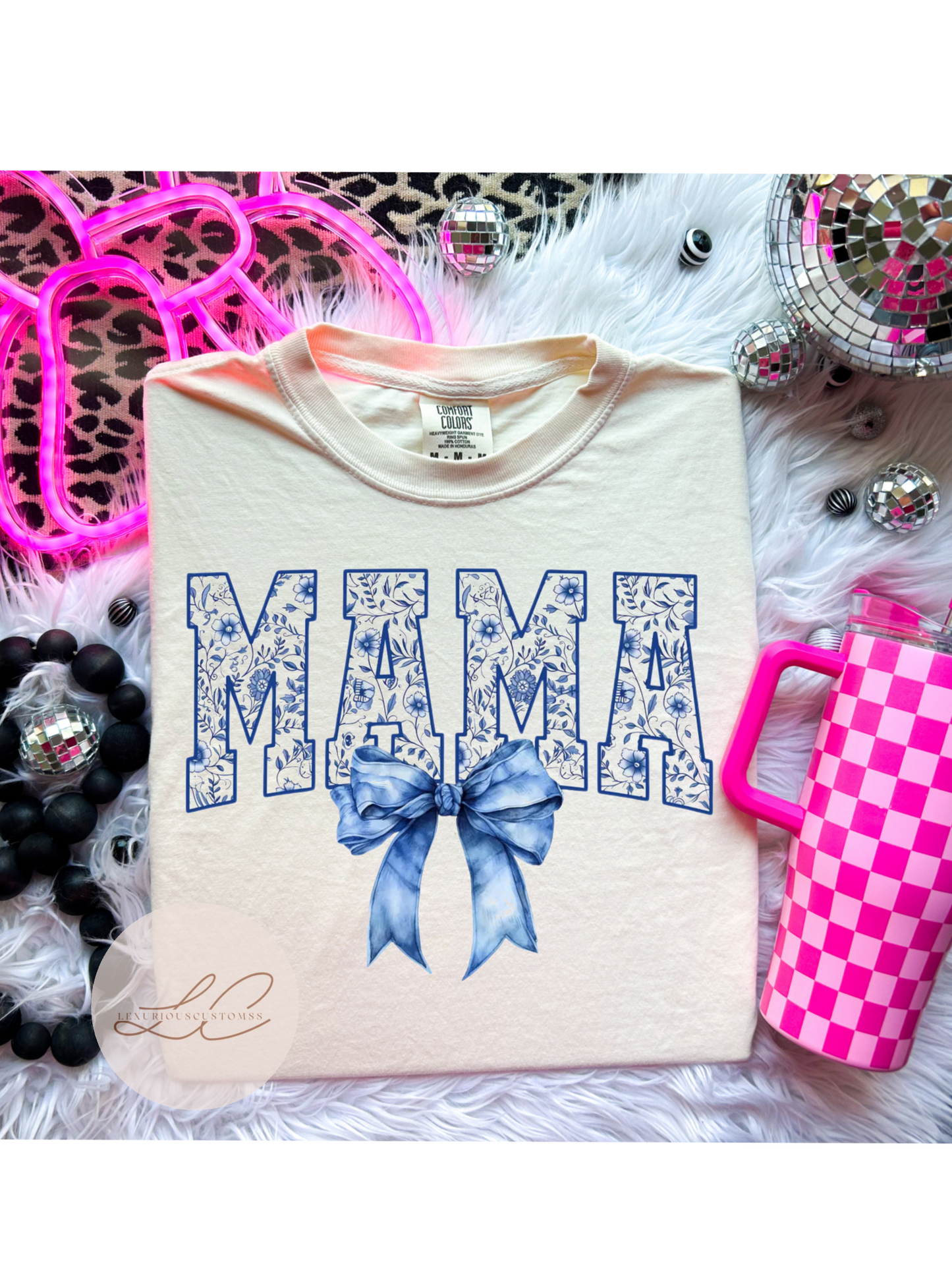 Blue Floral Mama Shirt