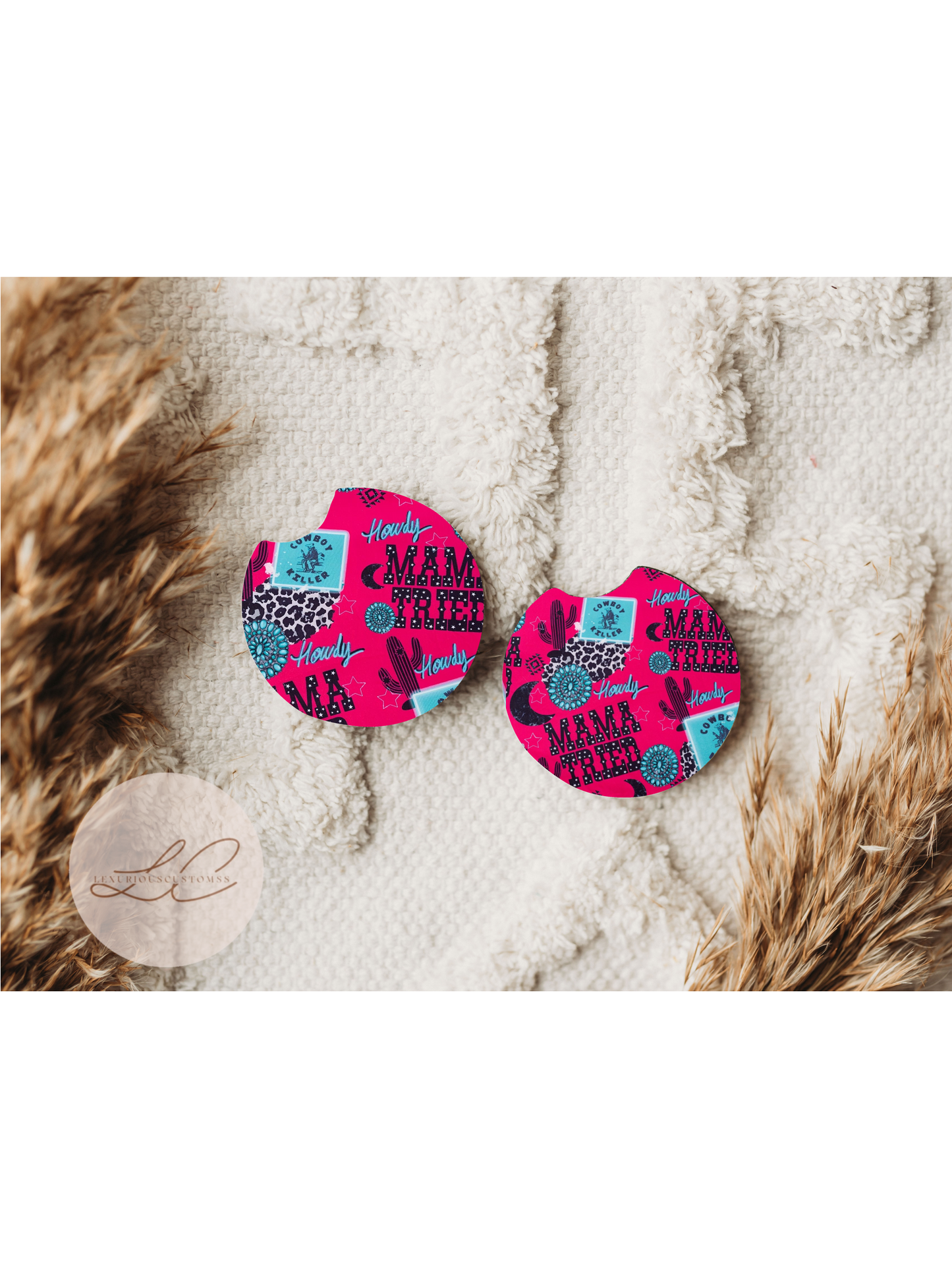Pink/Blue Mama Tried Coasters