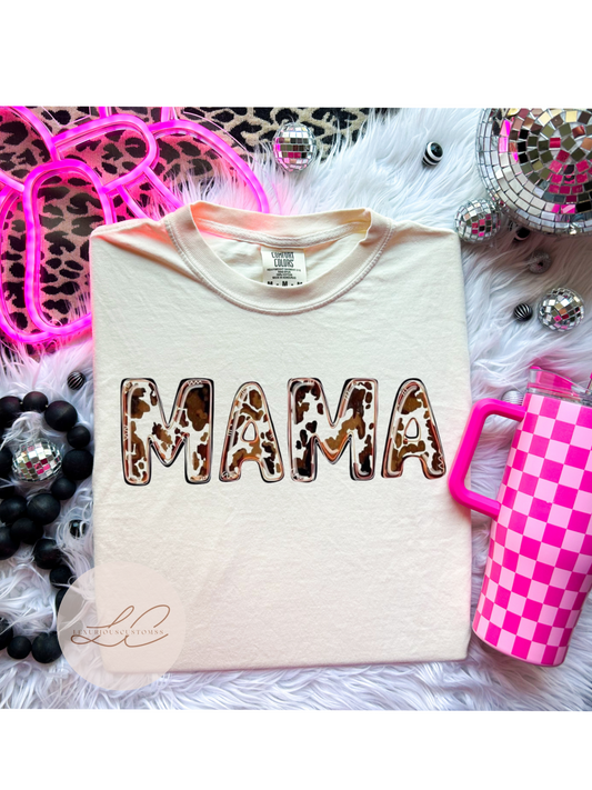 Brown CowPrint Mama Shirt