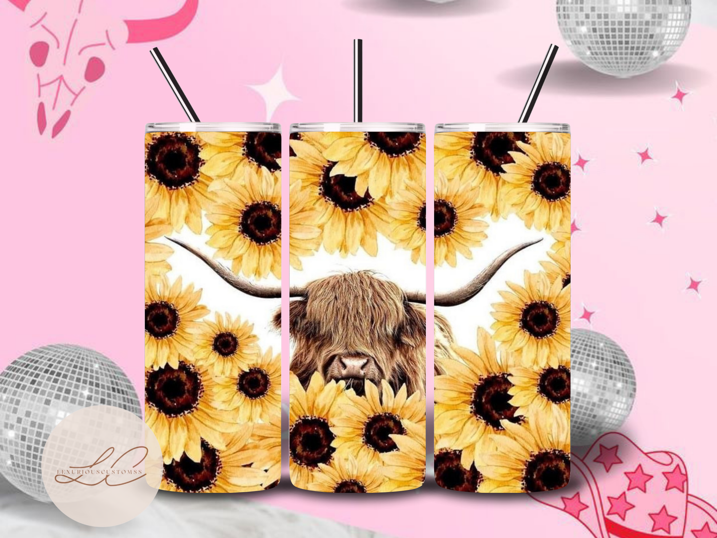 Highland Sunflower Cow Tumbler