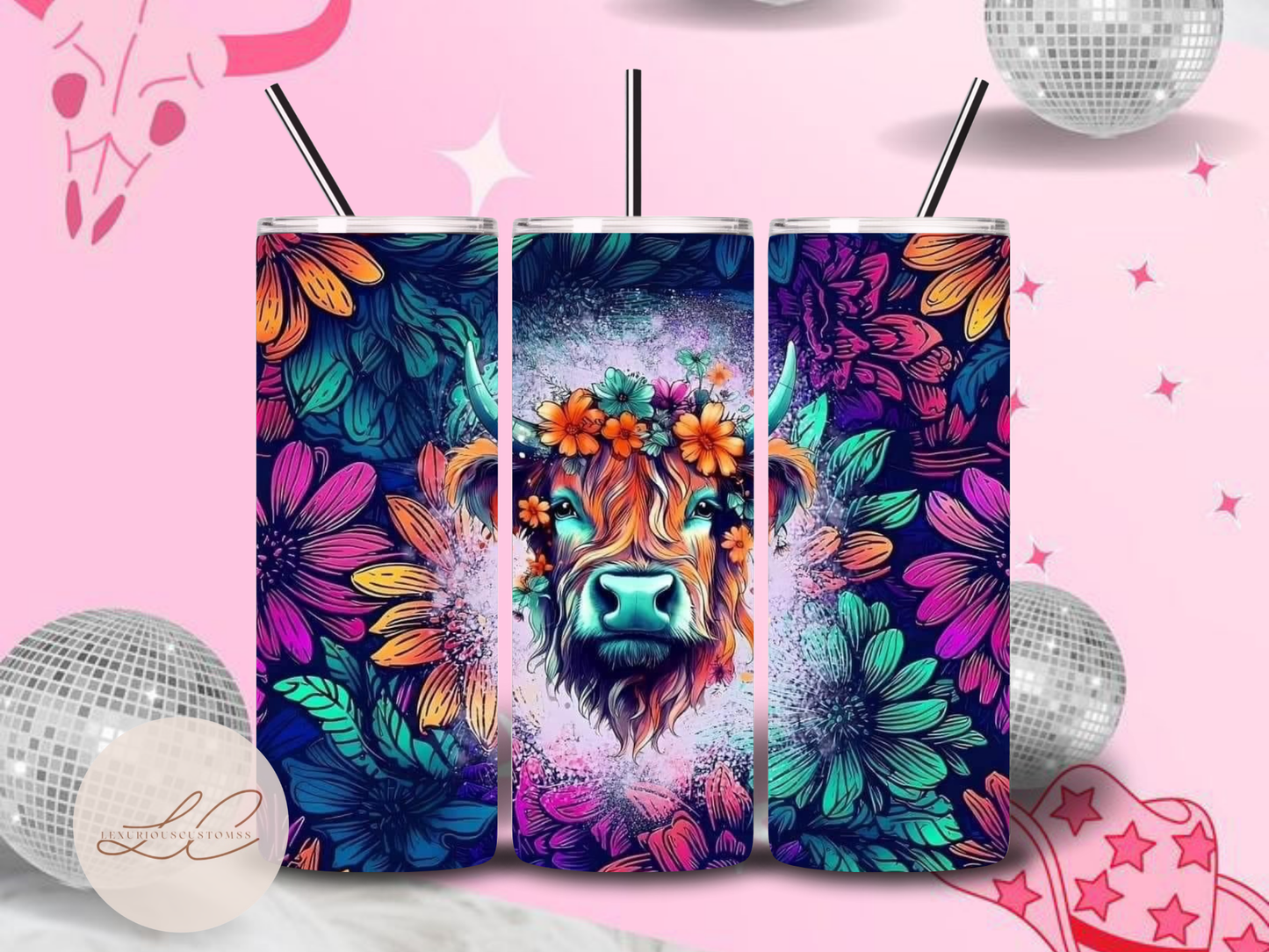 Colorful Highland Cow Tumbler