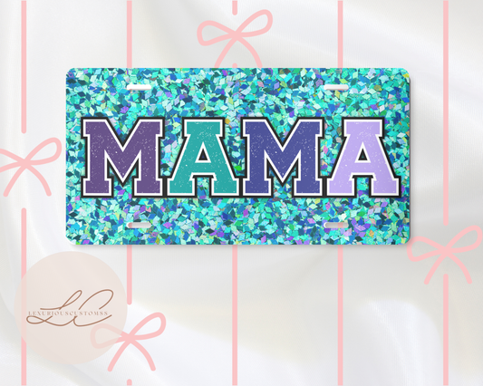Teal & purple Mama plate