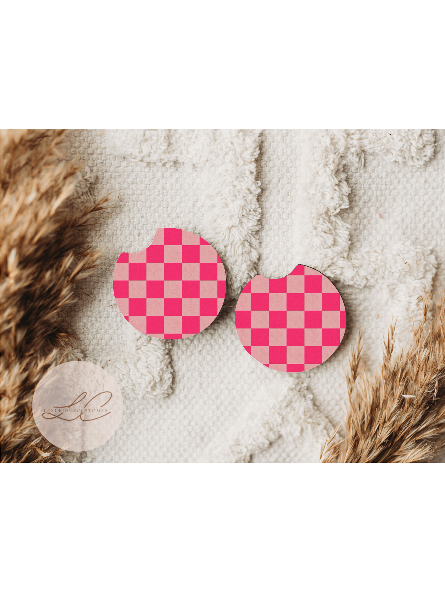 Pink Checkered Coasters