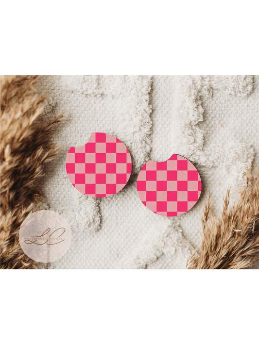 Pink Checkered Coasters